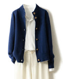 Wool Half High Neck Cardigan