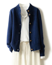 Wool Half High Neck Cardigan