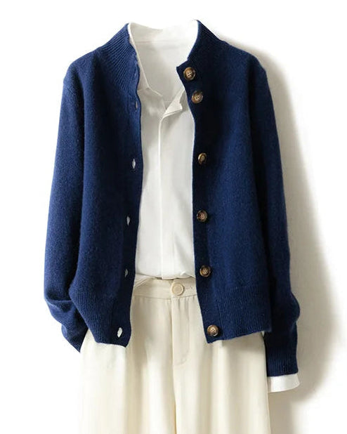 Wool Half High Neck Cardigan