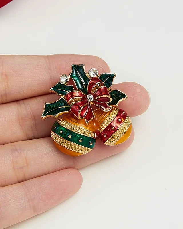 Christmas Tree Rhinestone Brooches