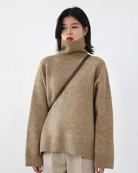 Oversized Half-Turtleneck Mohair Knit Sweater