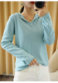 Solid Cotton Knitted Hoodie