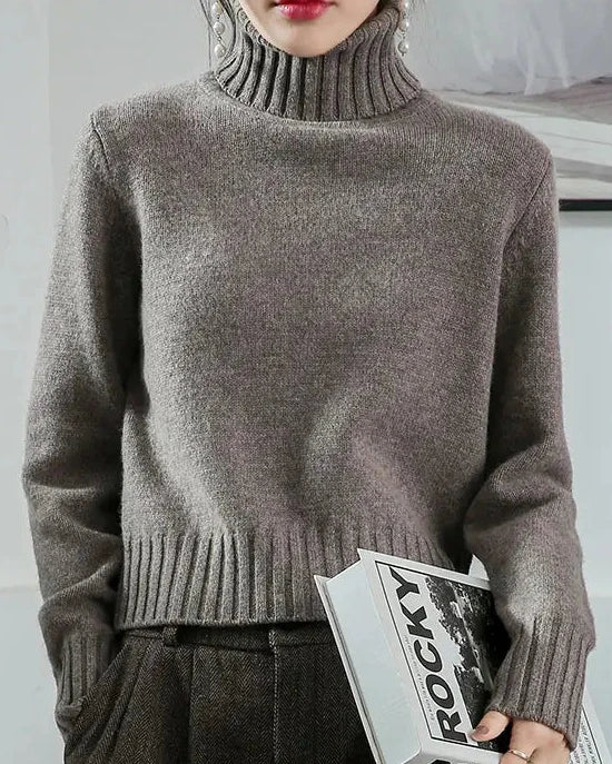 Wool Turtleneck Slim Knit Sweater