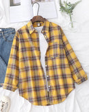 Plaid Lapel Single-Breasted Loose Shirt