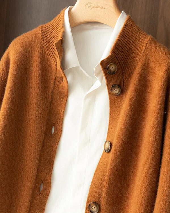 Wool Half High Neck Cardigan
