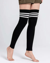Striped Knit Cotton Blend Leg Warmers