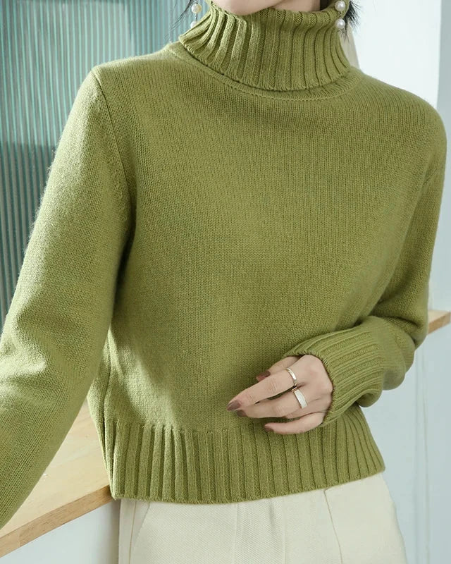 Wool Turtleneck Slim Knit Sweater