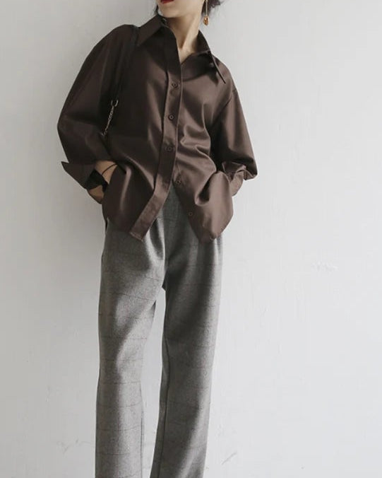 Loose Long-Sleeve Button Shirt