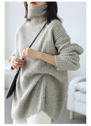 Loose Fit Ribbed High Neck Sweater