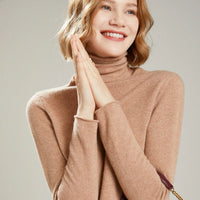 Solid Color Turtleneck Wool Pullover Sweater