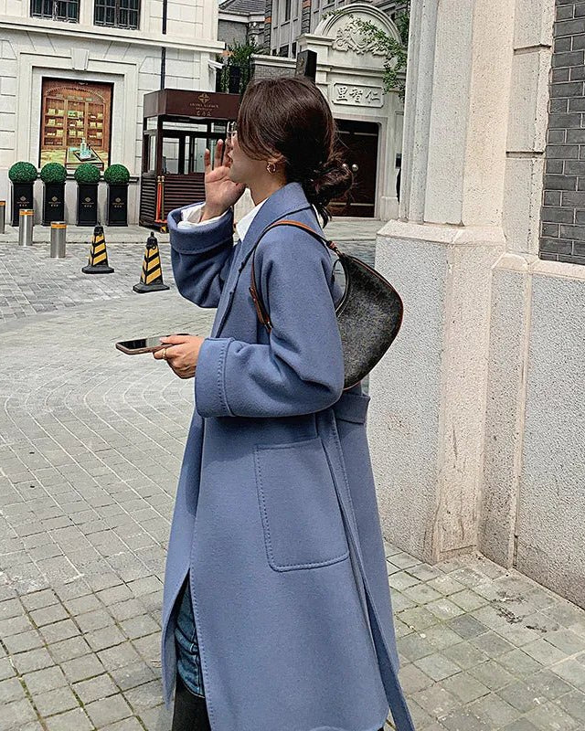 Wool Belted Long Warp Coat