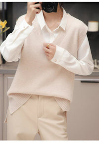 V-Neck Wool Knitted Sweater Vest