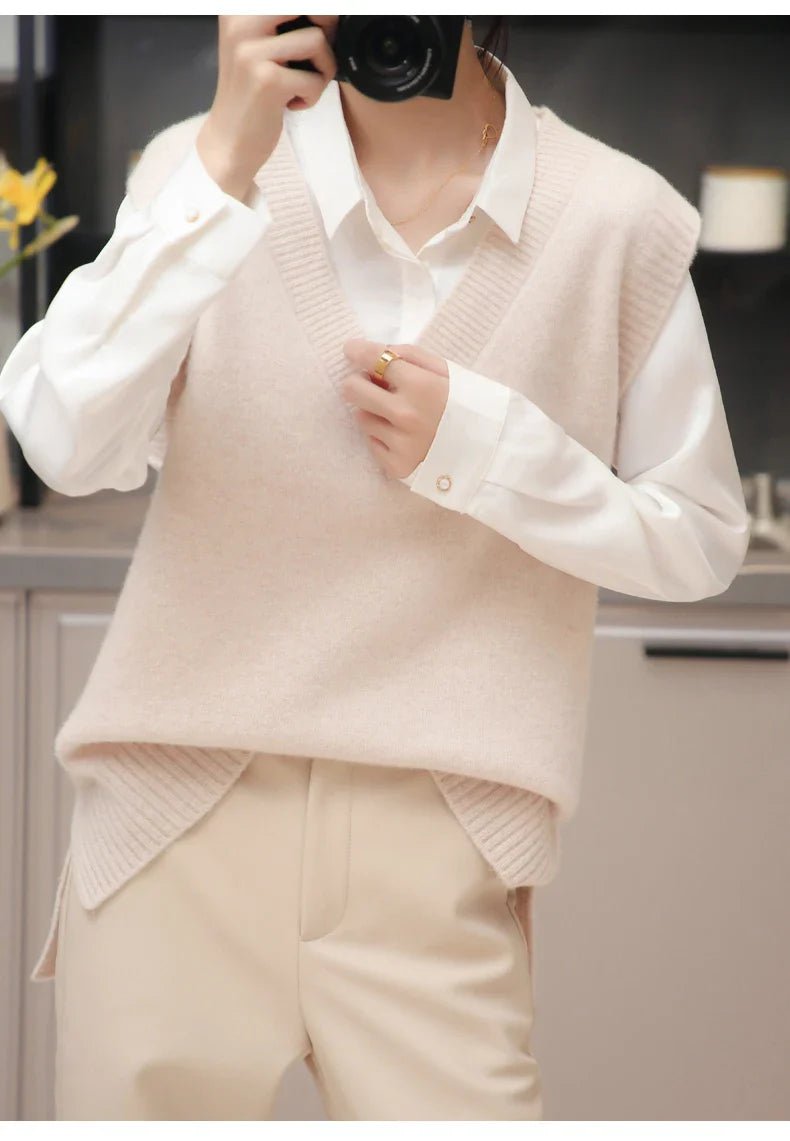 V-Neck Wool Knitted Sweater Vest