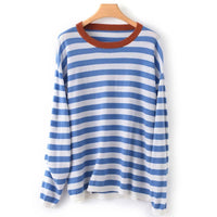 Round-Neck Wool Striped Pullover Sweater