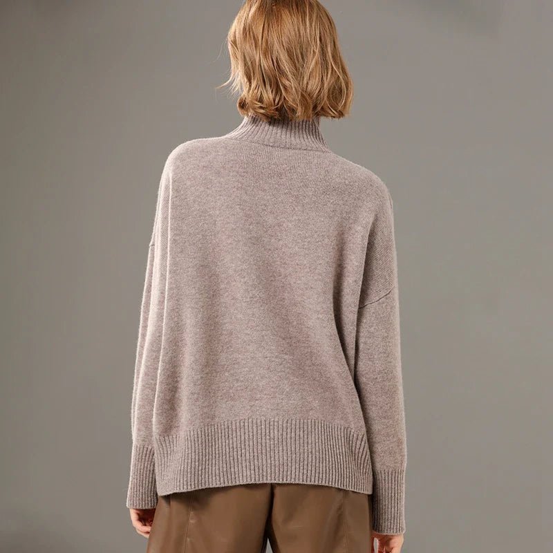 Turtleneck Solid Color Cashmere Sweater