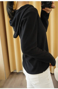 Solid Cotton Knitted Hoodie