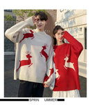 Oversized Reindeer Jacquard Couples Christmas Sweater