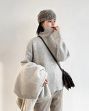 Oversized Half-Turtleneck Mohair Knit Sweater