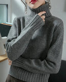 Wool Turtleneck Slim Knit Sweater