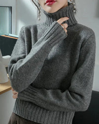 Wool Turtleneck Slim Knit Sweater