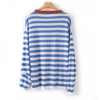 Round-Neck Wool Striped Pullover Sweater