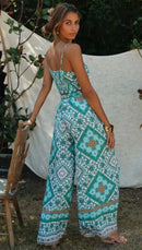 Boho Pattern Camisole & Wide Leg Pants Set