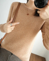 Merino Wool Round Neck Pullover Sweater