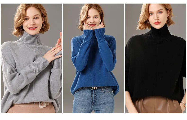 Turtleneck Solid Color Cashmere Sweater