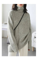 Loose Fit Ribbed High Neck Sweater