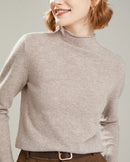 Wool Mock Neck Knit Pullover Sweater