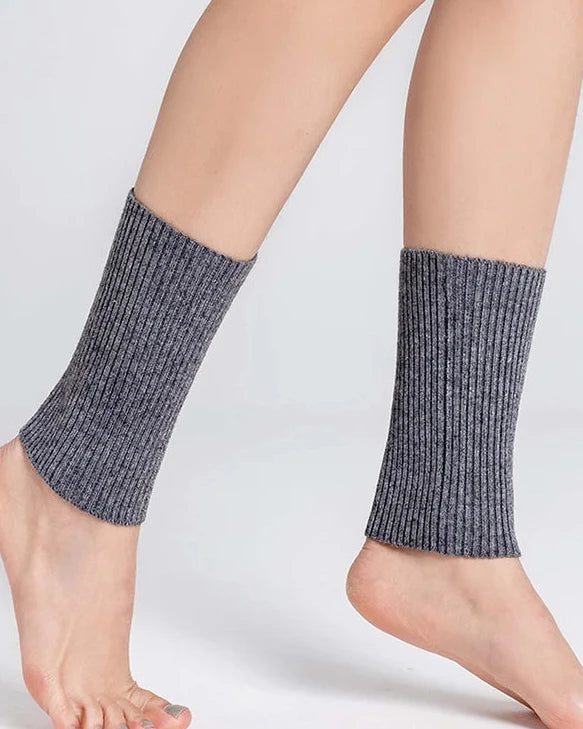 Ribbed Wool Blend Ankle Warmers