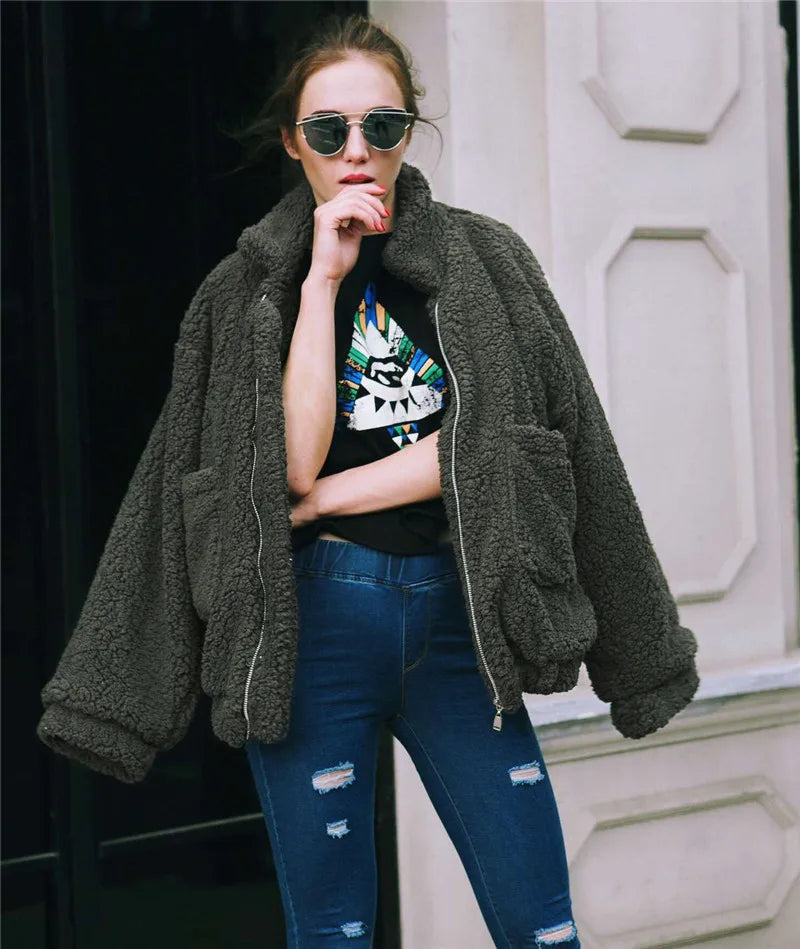 Teddy Fleece Faux Fur Jacket