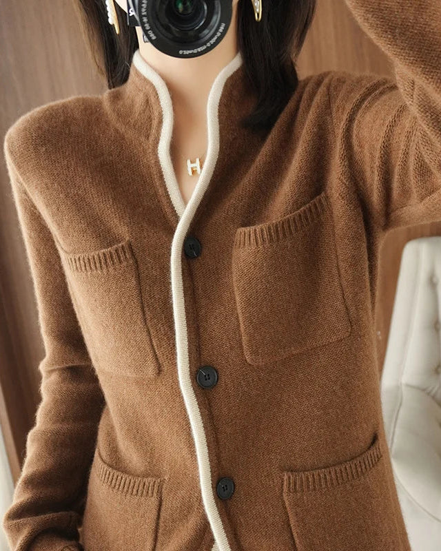 Cashmere Stand Collar Cardigan