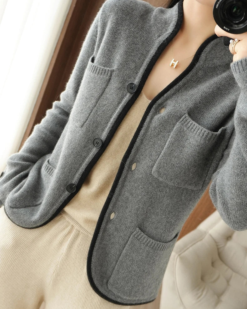 Cashmere Stand Collar Cardigan