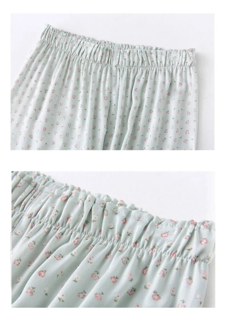 Long-sleeved Shirt & Pants Satin Pajamas Set