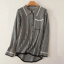 Striped Turn-down Collar Wool Knitted Shirt