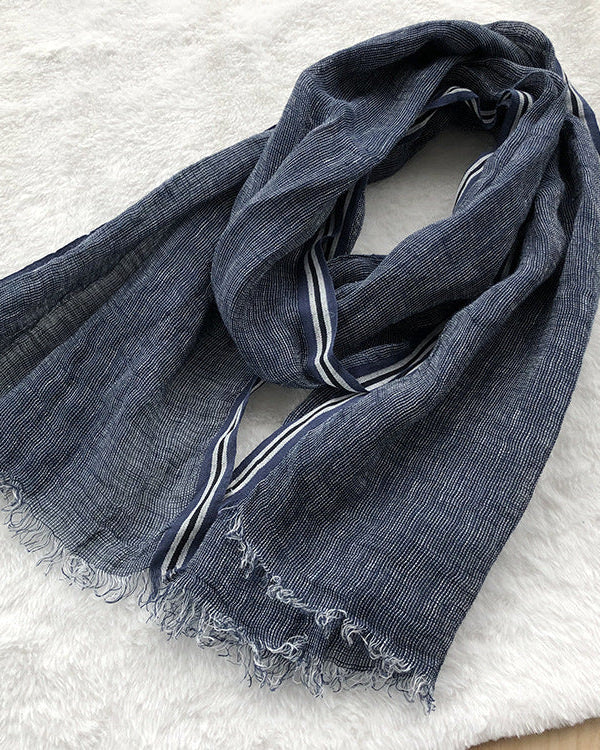 Solid linen scarf . 180 x 55 cm, lightweight and breathable — a simple and versatile casual fashion wrap or shawl for everyday wear.