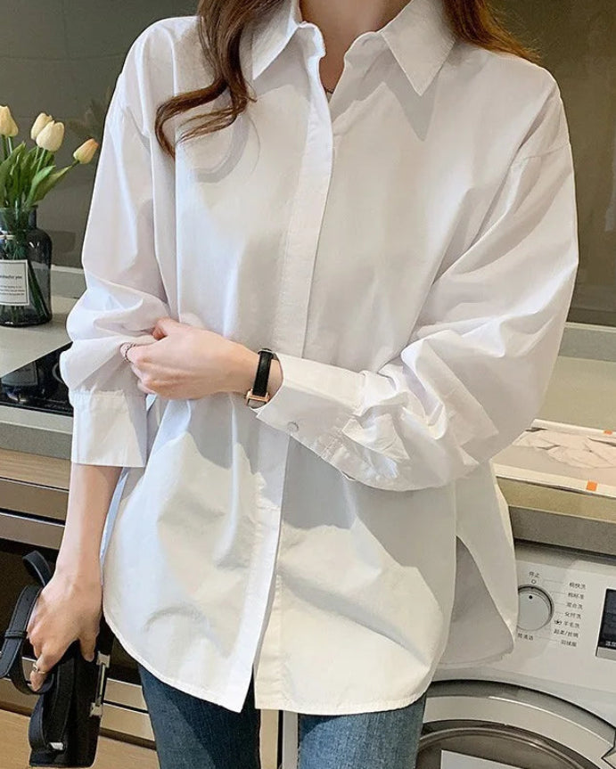 Loose-Knit Cotton Casual Everyday Shirt