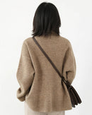 Oversized Half-Turtleneck Mohair Knit Sweater