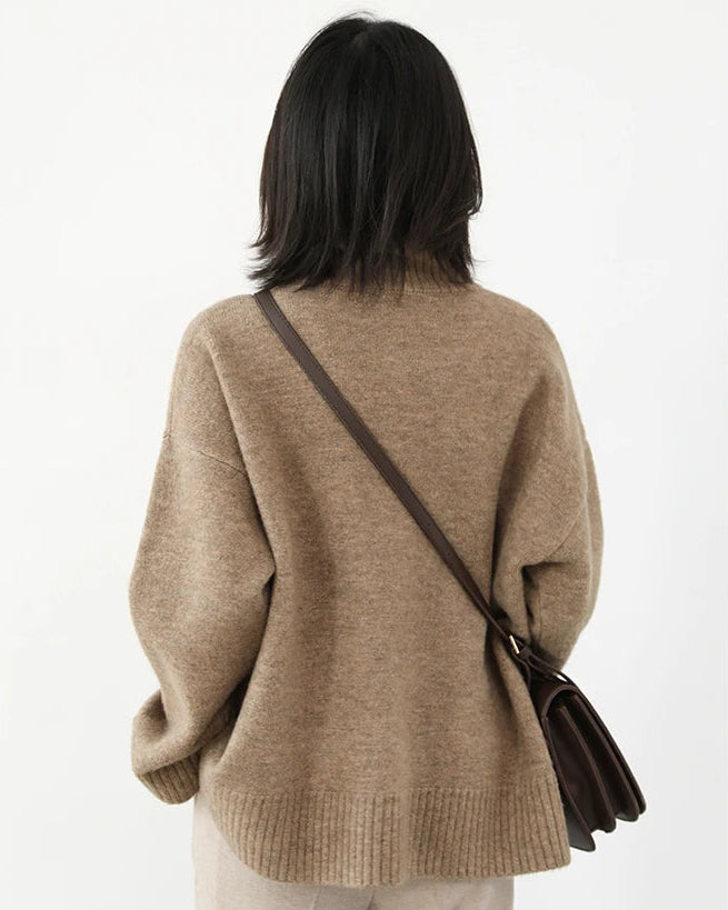 Oversized Half-Turtleneck Mohair Knit Sweater