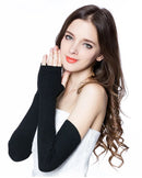 Wool Blend Knit Long Arm Warmers