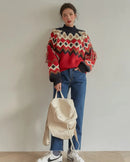 Vintage Christmas Jacquard Pullover Sweaters