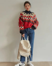 Vintage Christmas Jacquard Pullover Sweaters