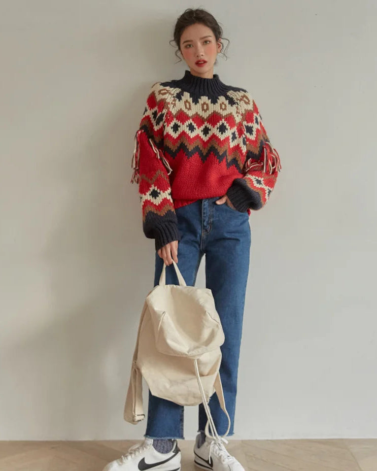 Vintage Christmas Jacquard Pullover Sweaters