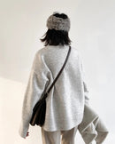 Oversized Half-Turtleneck Mohair Knit Sweater