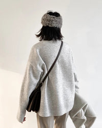 Oversized Half-Turtleneck Mohair Knit Sweater