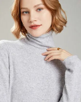 Solid Color Turtleneck Wool Pullover Sweater