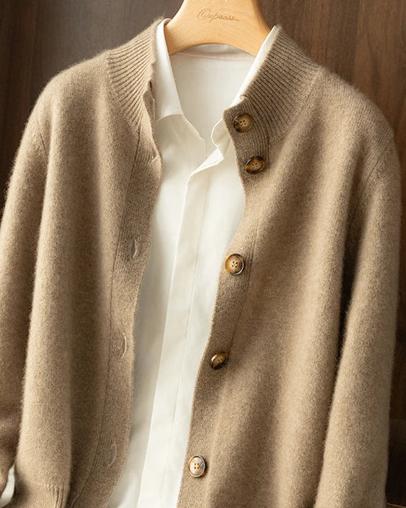 Wool Half High Neck Cardigan