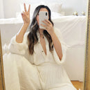 Pleated Blouse & Wide Leg Pants Set