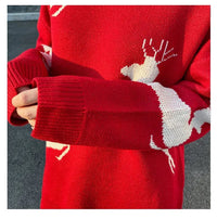 Oversized Reindeer Jacquard Couples Christmas Sweater